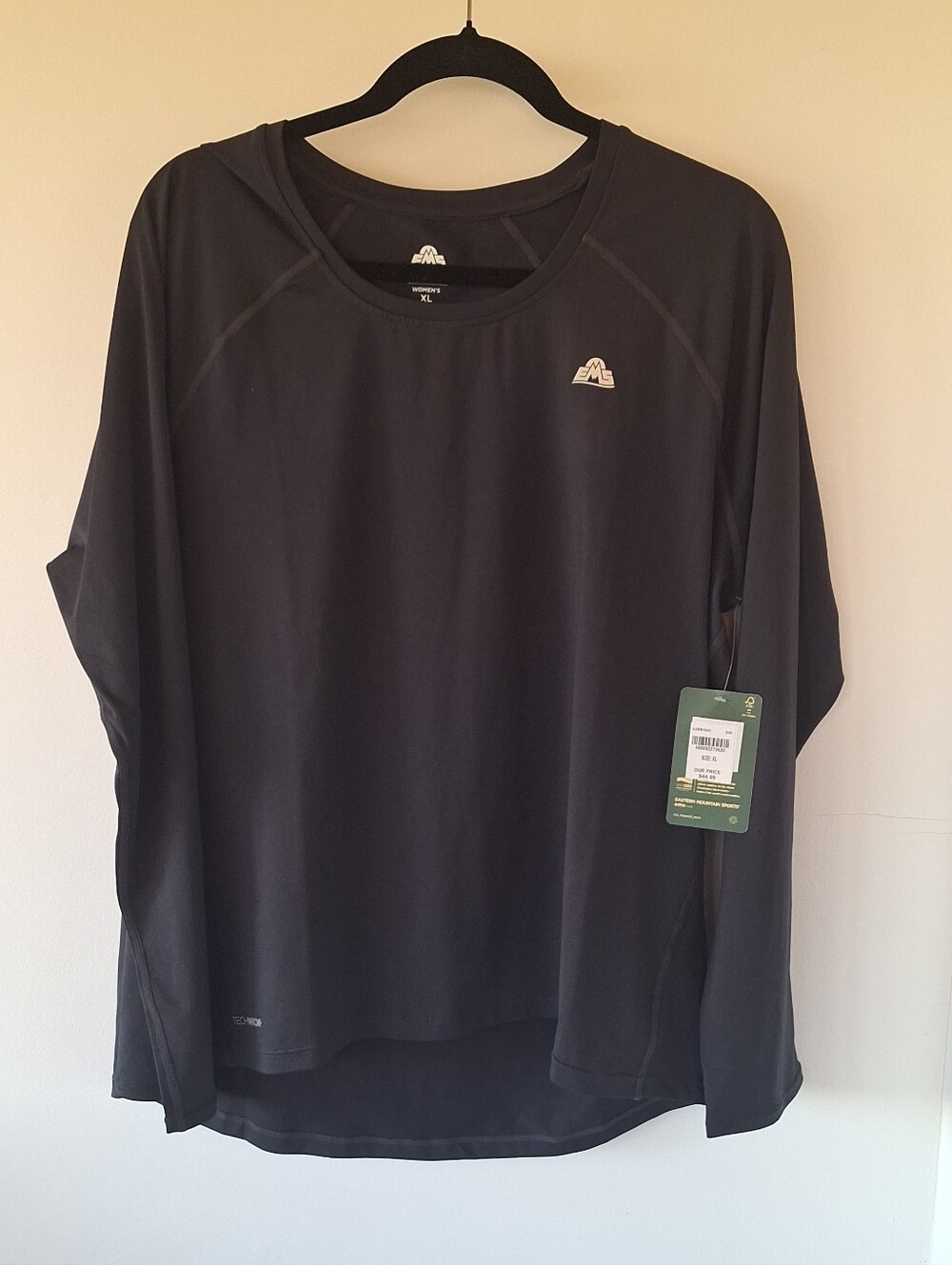 NWT EMS Eastern Mountain Sports Techwick Long Sleeve Top Black Women's XL